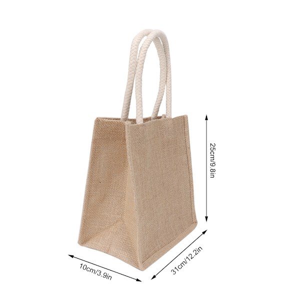 Moderne bærbare jute indkøbsposer med stor kapacitet - Retro håndtaske (L)