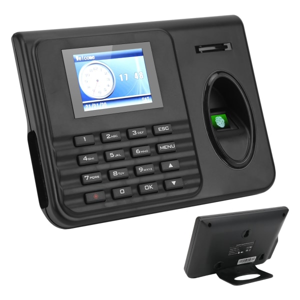 Oppmøte Machine Time Clock 2,4-tommers fargeskjerm Biometri Fingeravtrykk Passord Innsjekking Ut 100‑240VEU Plugg