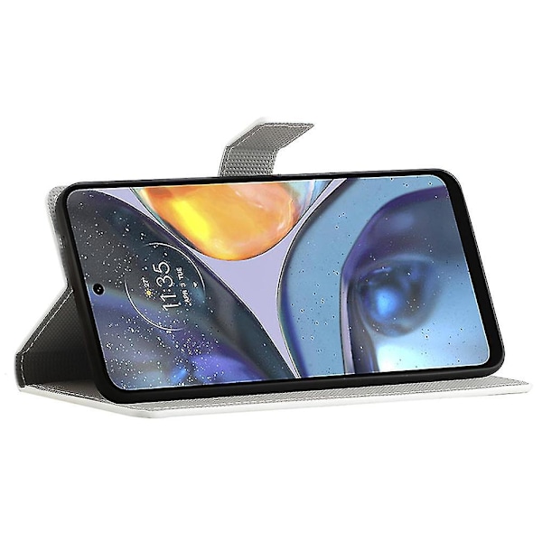 Kompatibelt Motorola Moto G22 Mönstertryck PU Läder Plånboksfodral Flip Ställ Telefonskal - Grön Uggla-1