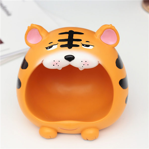 Serveringsbokser Søt Dekorativ Tiger Utseende Harpiks Material Ornament Tiger Oppbevaringsboks for Spisebord Lysegul