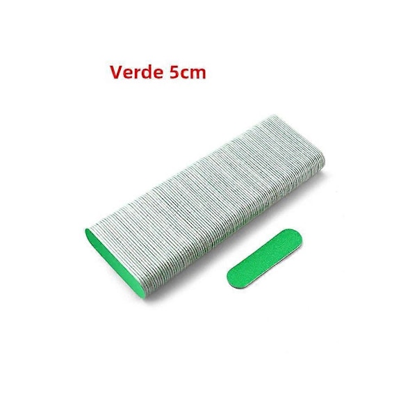 100 stk. Bærbar dobbeltsidet neglefil med mat finish mini til neglepleje og manicure Grøn5CM