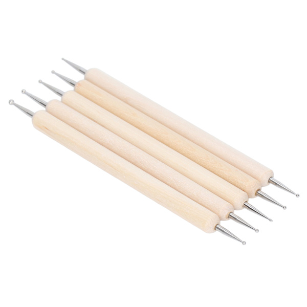 5 stk. Tracing Stylus DIY Fremstilling Træhåndtag Rustfrit Stål Dobbelt Hoved Kuglespids Prægning Stylus til Kunstprojekter