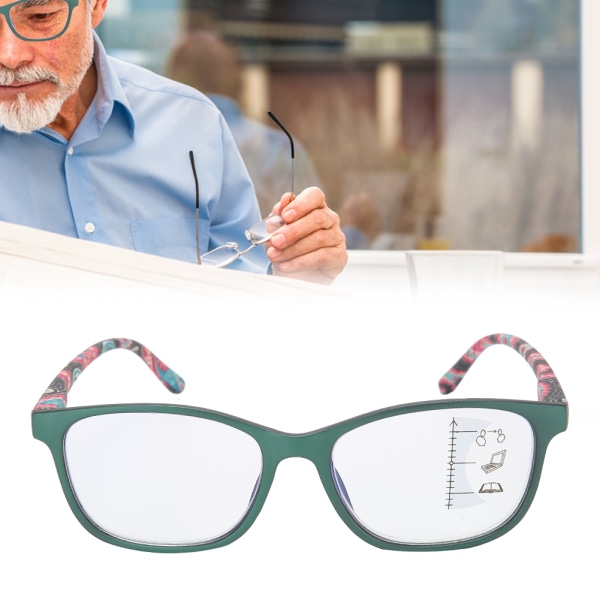 Näköväsymystä lievittävät Multifocal-lukulasit Blue Rays Presbyopic -lasit (+200 Green)