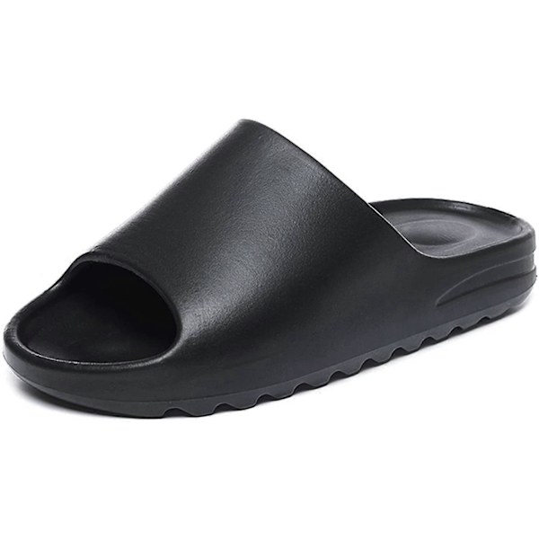 Sklisikre slippers for menn og kvinner, lette og komfortable sandaler, badesko for voksne, svart, størrelse 41