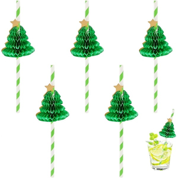 30 st Jul Papperssugrör 3D Honeycomb Julgran Papperssugrör Julparty Dryck Dekorationer Biologiskt Nedbrytbara