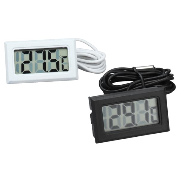 2 stk. Elektronisk Digital Termometer Termostat Temperaturmåler 2s Opdatering med Probe (Sort Hvid)