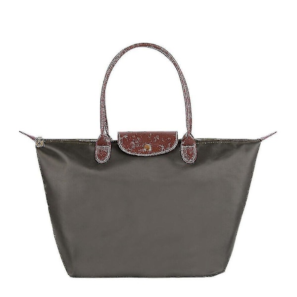 Stor nylon damehåndveske - Le Pliage totebag for kvinner, medium grå