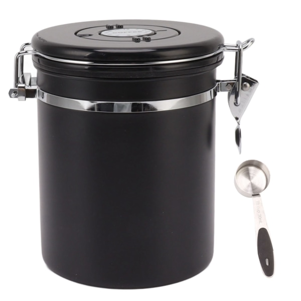 Coffee Bean Storage Container 304 Stainless Steel Exhaust Valve Coffee Bean Sealed Tank with Date Tracker and Scoop 1.8L (12x18cm / 4.7x7.1in)