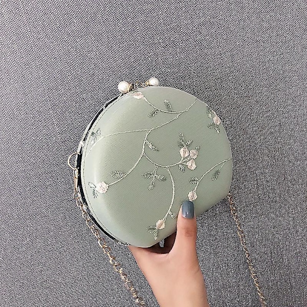 Dame Håndveske Fersken Hjerteformet Knipling Crossbody Skulderveske Clutch, Svart