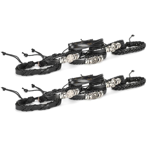 12 stk. håndstrikkede armbånd i ko-spaltet læder, unisex flettet moderigtigt håndledsmanchet dekoration