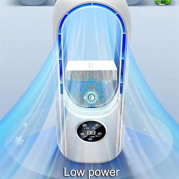 Luftkjøler LED-display Klimaanlegg Fukting Elektrisk Vifte 6 Hastigheter Stille Timer Vifte Luftfukter Vifte Blå-B5