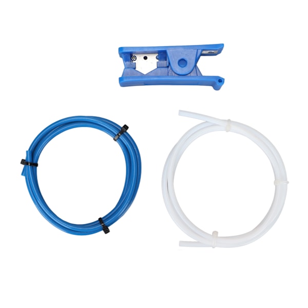 3D-printerdele-sæt 1 meter hvide blå PTFE-rør med rørskærer pneumatisk konnektor til 3D-printer-reservedel