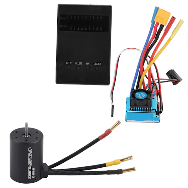 3650 3100KV Brushless Motor Kit with 120A ESC XT60 Plug Programming Card for 1/10 1/8 RC Car