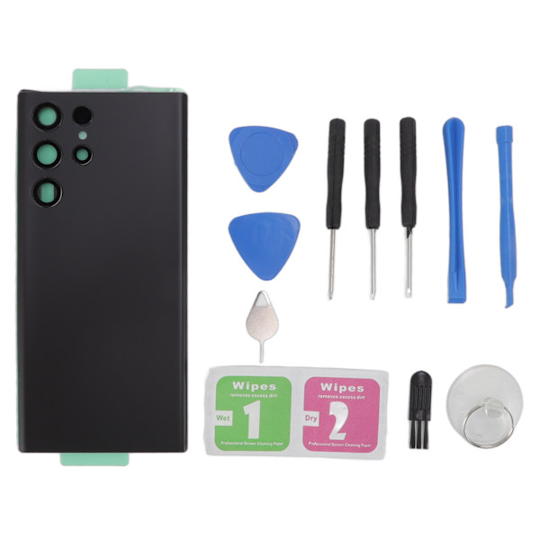 Bakre glassdeksel erstatningsbatteridørhus bakpanel for Samsung Galaxy S22 Ultra 5G S908U S908F svart