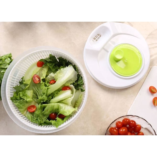 Salatspinner med integrert sil, rotasjonsdrift - Hvit
