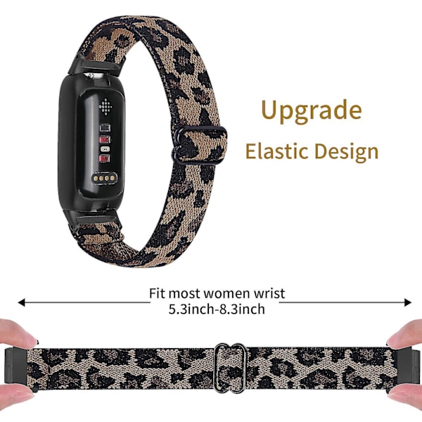 Fitbit Inspire 3 Nylon Braided Solo Loop Sport Watch Band - Svart Leopardmønster