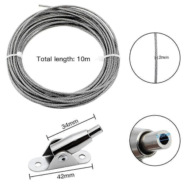 10M Rustfri Stålwire Belagt 2 mm Ståltov