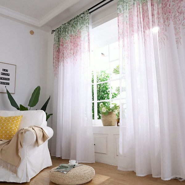 Polyester fönstergardin Valances Voile sovrum vardagsrumsdekor (rosa)