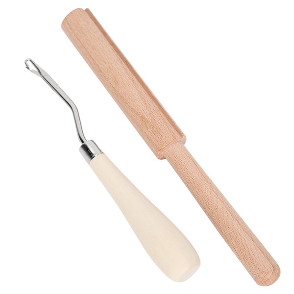 Buet hæklenål værktøj DIY håndlavet tæppe hæklenål træ tråd cutter sæt