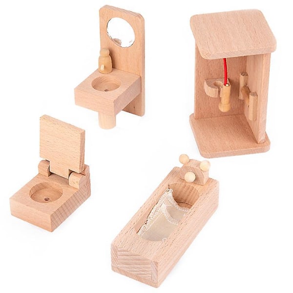 Miniatyyri Nukkekotihuonekalut 1:12 Mittakaavassa Puinen Sarja Tarvikkeilla Olohuoneeseen
