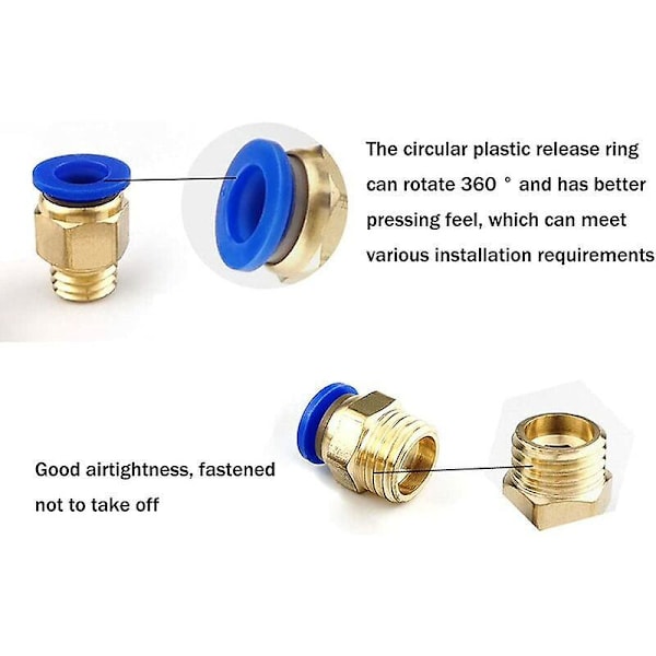 6 kpl Ilman Pikaliitin Pneumaattiset Liittimet Pikaliittimet Halk. 8mm autoteollisuudelle (PC3/8)
