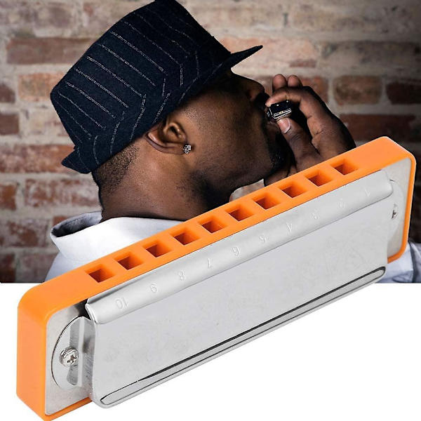 10 Hulls Blues Harmonika Mundharmonika til Begyndere Øvelse Orange Blæseinstrument