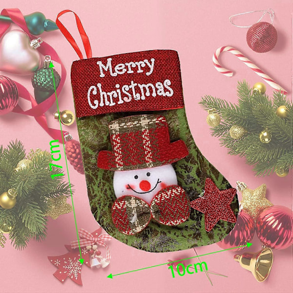 4 stk. Julestrømper til ophængning 17*10 cm Julegavepose Julepynt Gave Bjørn Elg Julemand Snemand Ornament Slikpose