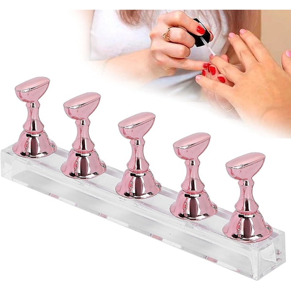 Magnetisk Nagelövningsbas Rosa Nageltipshållare för Manikyrverktyg Falska Naglar