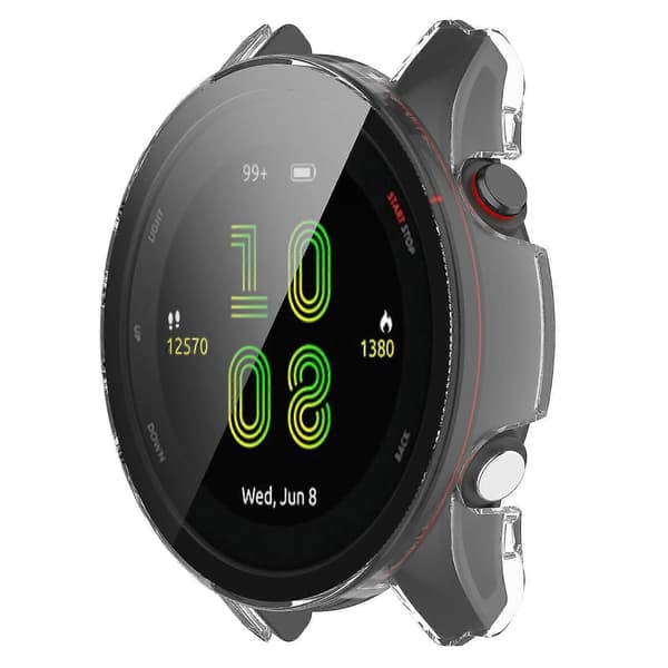 Hard PC Case with Scratch and Drop Protection for Garmin Forerunner 255, Protective Watch Case with Tempered Glass Screen Protector Transparent