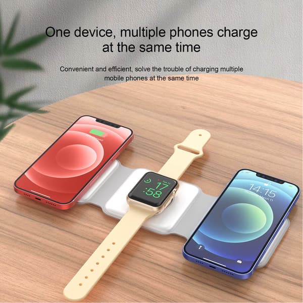 3 i 1 Trådløs Oplader Magnetisk Foldbar Opladestation Hurtig Opladningsplade til iPhone