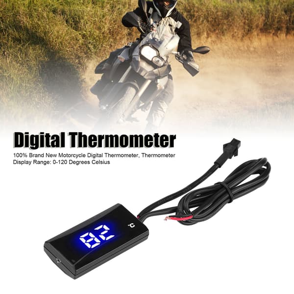 Motorcykel Digitalt Termometer Instrument Vandtemperatur Måler Blåt Lys