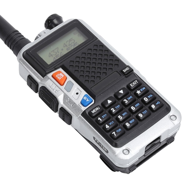 Bärbar Walkie Talkies Kit Handhållen LCD-display Walky Talky med Baksida Klipp 100‑240VSilver EU-kontakt 100‑240V