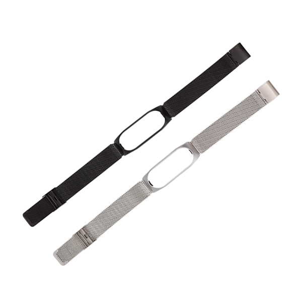 2 st ersättningsarmband i rostfritt stål för Mi Band 3 4 5 6 grå svart