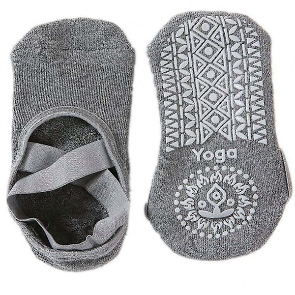 Antislip Yogasokker med grep og stropper for kvinner - Ideelle for Pilates, Ballet, Dans og Barefoot Trening (4 stk)