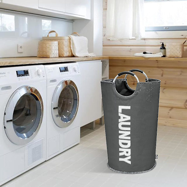Stor sammenleggbar klesvaskurv for soverom (38*72cm) Mørkegrå