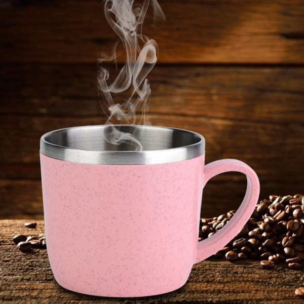 Rustfrit stål hvede halm kop flasker Vand Kaffe Juice Mælk Krus (Pink)