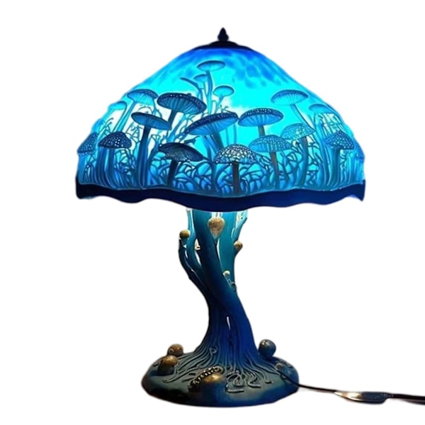 Vintage Glass Mushroom Bordlampe - Elegant Dekor for Soverom, Stue og Hjemmekontor D