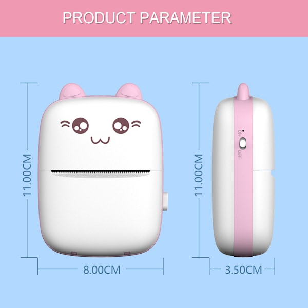 Mini Instant Printer Cartoon Ingen bläck Termisk utskrift Kamera Bluetooth Trådlös Lär dig Skrivare för pojkar Flickor Studenter Födelsedag