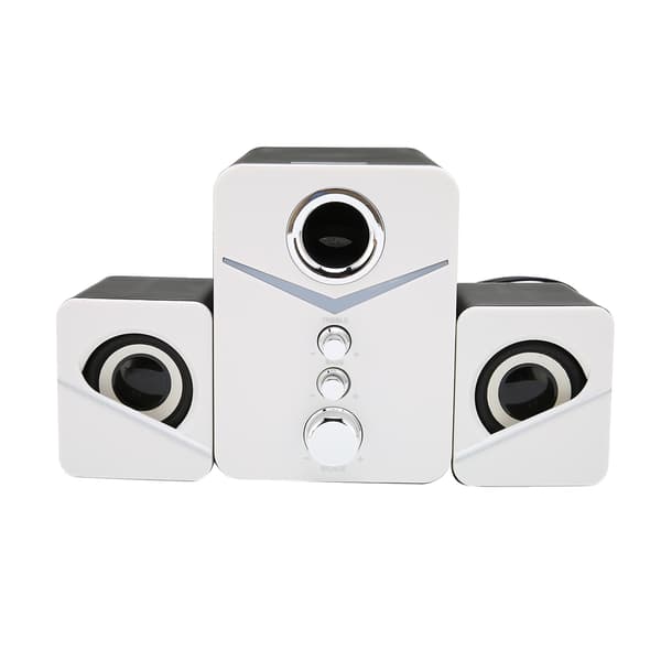 D-221 Bluetooth computerhøjttaler dyb bas 2.1-kanals mini-bordhøjttaler til bryllupsfest hvid