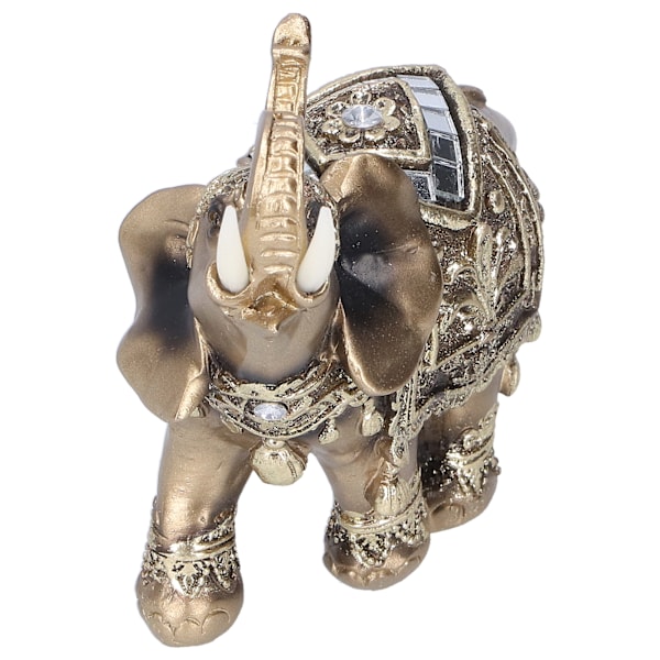 Elefant Statue Figur Figur Feng Shui Resin Dyre Ornament Kunst Håndværk Desktop Dekoration Guld M 10x5x10cm