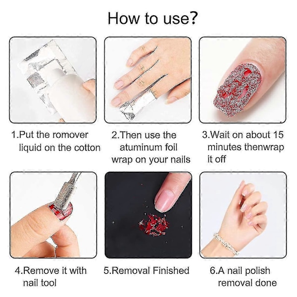 100 stk./pakke Neglelakfjerner Folieindpakninger Til Akryl/uv/gel Polish Aftagning, Neglekunst Fjerner Værktøj