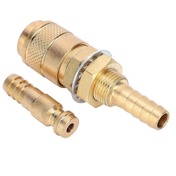 8mm Par Vattenkyld & Gasadapter Snabbkoppling Kompatibel med MIG TIG Svetsbrännare (Gul)