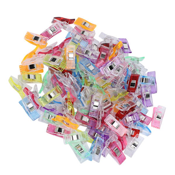 100 stk Hemming Clips DIY Fargerike Plast Stoff Stoff Håndverk Klips Sytilbehør