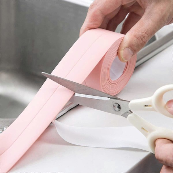 Stk. Bruseforseglingsklæbemiddel, Badekarforseglingsstrimmel, Skimmelresistent, Let at rengøre, til brusere, hjørner, vinduer, køkkenvaske (Pink, 3,2 m × 3,8 cm)