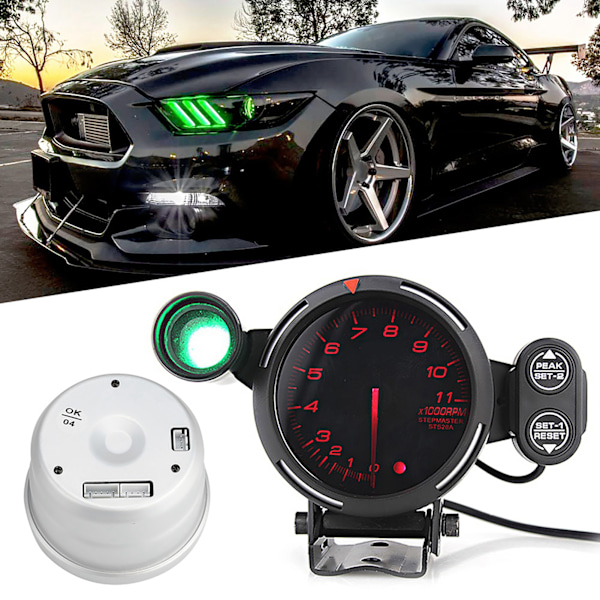 12 V 80mm 3,75 tum varvräknare modifierad LED 11000 RPM hastighetsmätare kit rött ljus