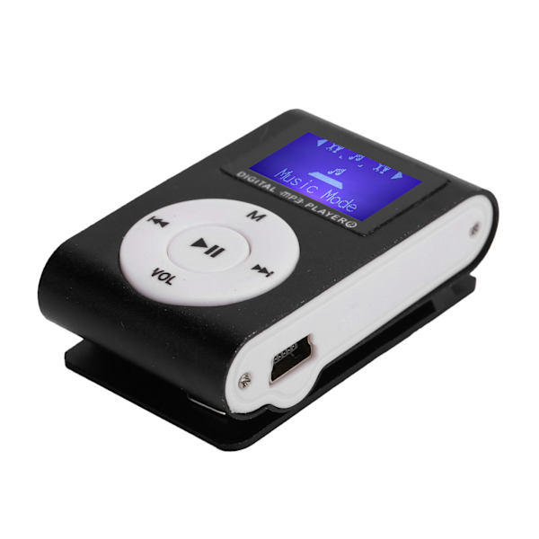 Bærbar Mini MP3-musikkspiller Sport BackClip LCD-skjerm MP3-støtte Minnekort (svart)