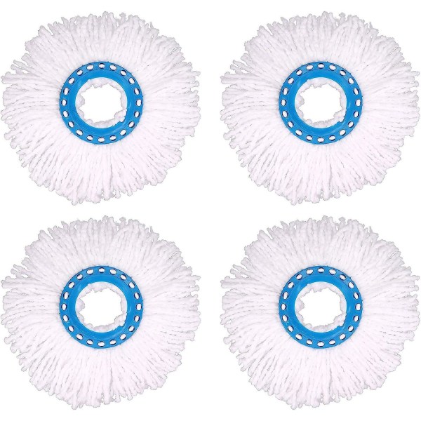 4 kpl mikrokuituisen mopin pään vaihtoja, 360 astetta pyörivät pyöreät moppipäät lattianpuhdistukseen (halkaisija 16 cm)