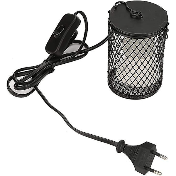 Reptil Varmelamper, 100W Infrarød Keramisk Varmepære med Beskyttende Holder Terrarium Varmelampe til Reptiler og Padder. Pære Ikke Inkluderet (Sort)