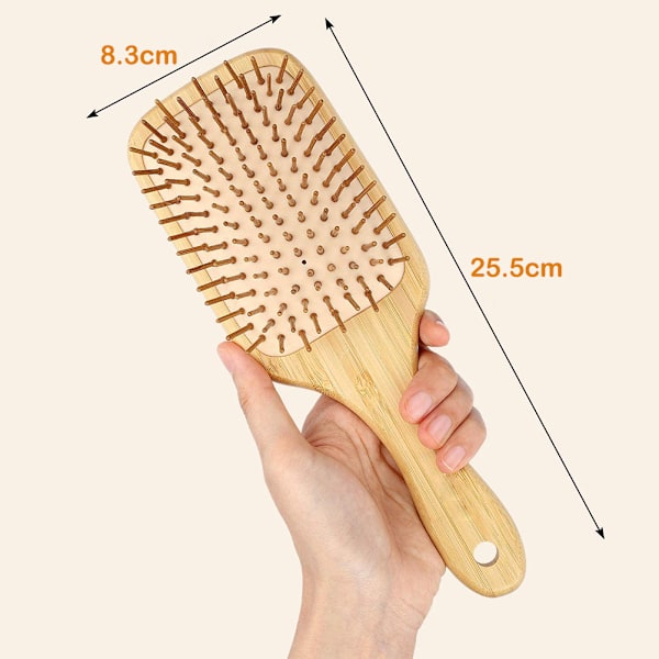 Massageborste i bambu med elastisk luftkudde