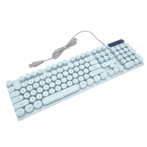 Gaming tastatur USB Rund 104 Keycaps Baggrundsbelyst Ergonomisk Fodable Fødder Multimedietaster Kablet tastatur til stationær bærbar computer Blå